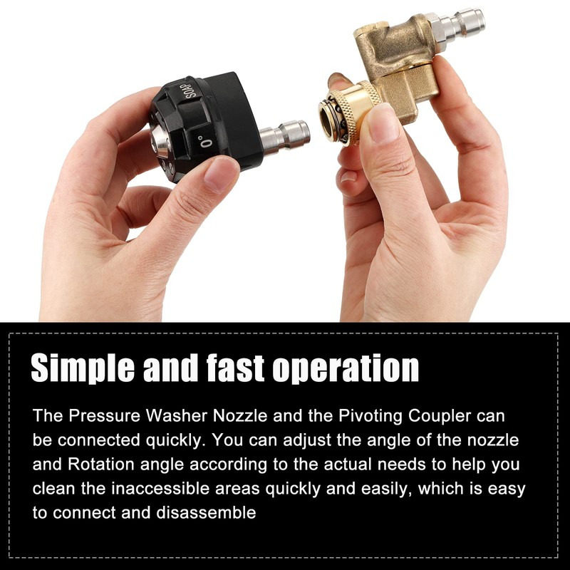Tondiamo 2 Pcs Pressure Washer Nozzle and Pivoting Coupler Kit