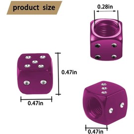 Car Tire Valve Stem Caps, Universal Dice Valve Stem Caps for Cars, SUVs, Bike, Trucks and Motorcycles, Tire Caps 5 Pack (Purple)