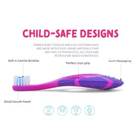 Farber Baby | Toddler Toothbrush (4 Pack) - Extra Soft Bristles, BPA Free, Soothing Teething Nub Ring Handle, 0-2 Years (Yellow)