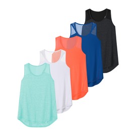 Aeuui 5 Pack Womens Workout Tops Mesh Racerback Tank Tops Sleeveless Athletic Gym Yoga Shirts