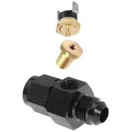 American Volt Engine Transmission Oil Cooler In-Line Hose End AN Thread-on Fitting Adapter Thermostat Temperature Electric Fan Switch Sensor Kit (200'F On - 185'F Off, 8AN)