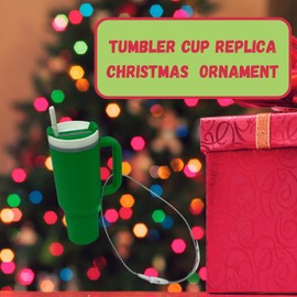 Tumbler Cup Replica Christmas Ornament | 2023 Popular Water Bottle Replica Mug Holiday Ornament | Made in USA (Green)