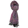 Plum Feathers Tapestry Ethnic Paisley Pattern Pashmina Scarf Black Pink