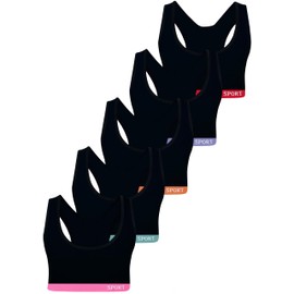 LOREZA ® 5 Girls' Cotton Bra Sports Bra Size 128-170, Model 5