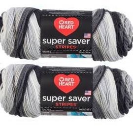 Bulk Buy: Red Heart Super Saver Stripe (2-Pack) (Newspaper Stripe, 5 oz Each Skein)