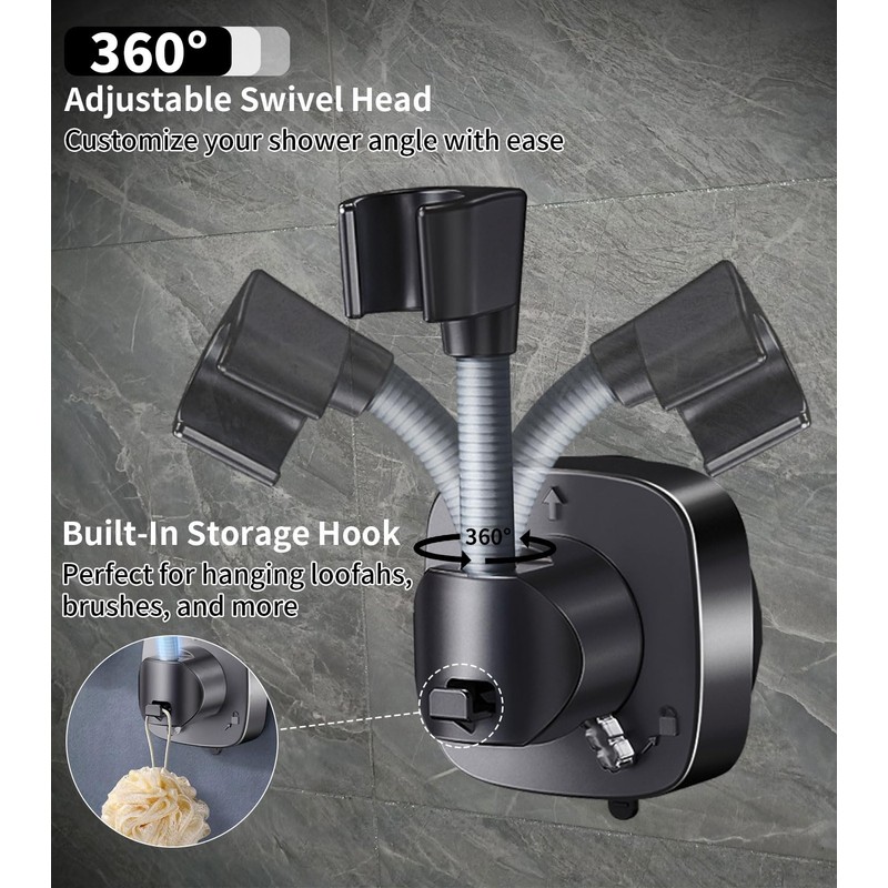 Shower Holder No Drilling with Suction Cup Holder Shower Head