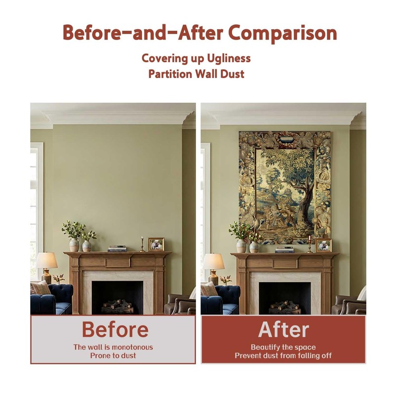 Antique French Tapestry, Renaissance Court Wall Decor 39x56in
