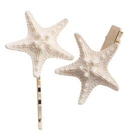 Healvian 2pcs Sea Star Hair Clips Resin Beach Hairpins for Bridal Hairstyles Wedding Accessories Stylish Alligator Hair Clamps for Party Mermaid Themes