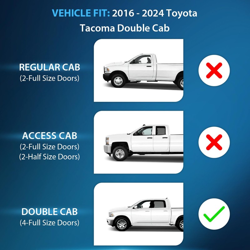 Nilight Durable Rain Guards for Toyota Tacoma Double Cab 2016