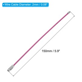 [PATIKIL] 6PCS 150mm Length Wire Keychain Cable Stainless Steel 2mm Key Chain Loop for Outdoor Hiking Hanging Luggage Tag Key ID Card Pink