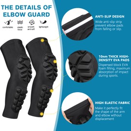 DGQY Compression Padded Elbow Sleeve for Sports 2 Pack Arm Forearm Crashproof Protection Anti-Collision Pads for Football Basketball Volleyball Soccer for Kids Men Women Elderly