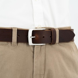 LINDENMANN Men's Leather Belt 40 mm Wide Belt Full Cowhide Leather Dark Brown, brown