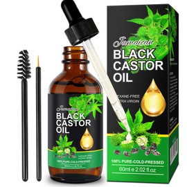 Generic Jamaican Black Castor Oil, Castor Oil Organic Cold Pressed Unrefined, Pure Natural Castor Oil for Hair Growth, Eyelashes & Eyebrows, Deep Cleansing, Skin & Scalp Moisturizer, Nail Care Grow, 60ML