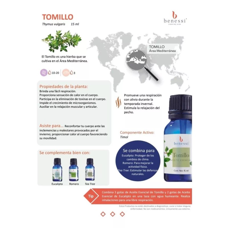 Benessi Home Interiors Tomillo Aceite Esencial Benessi Aromaterapia Difusor Masaje