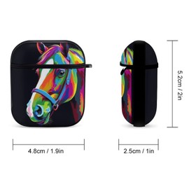 Colorful Horse Art Design Case Compatible with AirPods Case 1/2 with Keychain Shockproof Protective