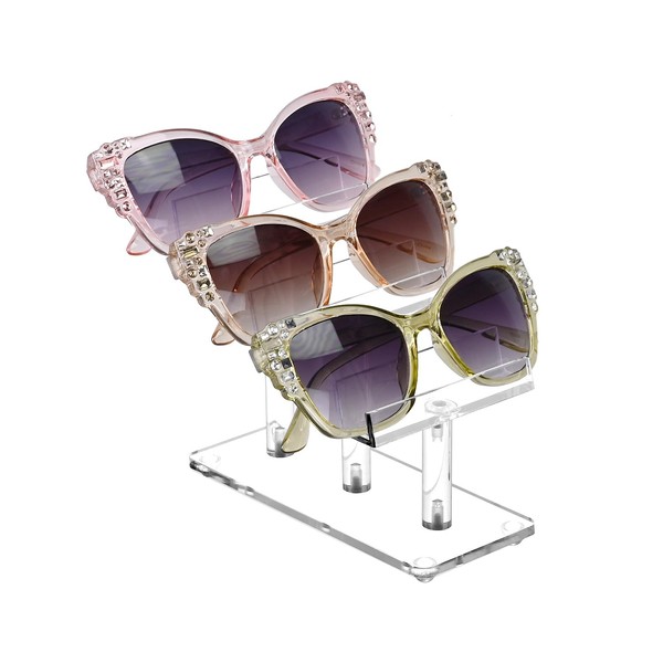 Mooca Soporte de marco acrílico de 3 niveles, soporte de gafas de sol, soporte de gafas de sol acrílico, soporte de estante de gafas de sol, pantalla de vidrio acrílico, 5 pulgadas de alto