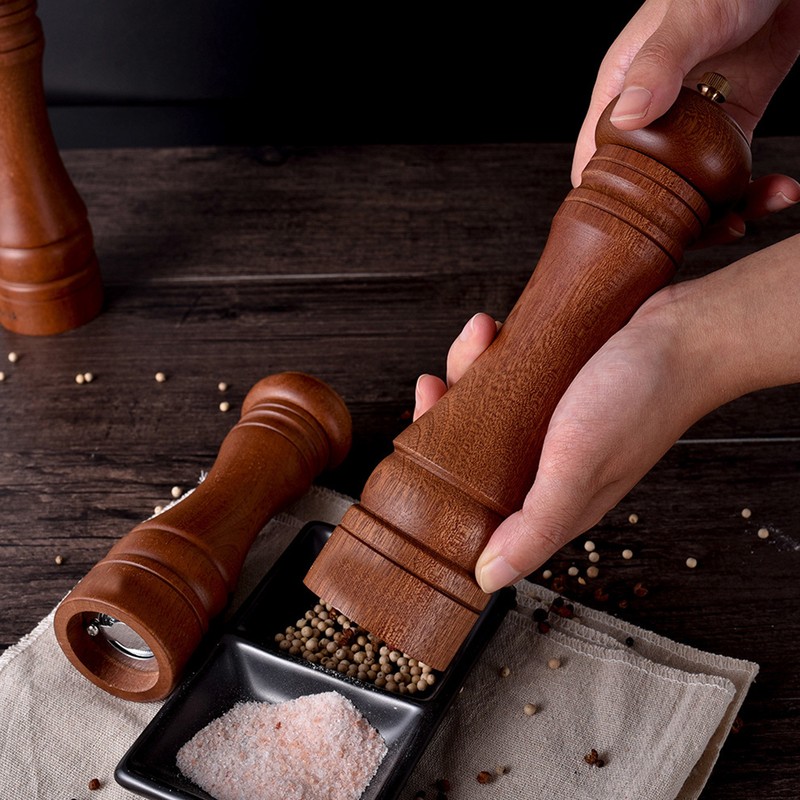 Wooden Pepper Grinder Refillable Rustproof Stainless Steel Core Manual Salt