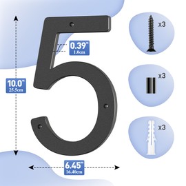 House Number Black - Modern House Numbers Anthracite Large Plastic House Numbers House Address 10 Inch (25.4 cm) Street Home Address House Number Sign House Numbers Numbers 5