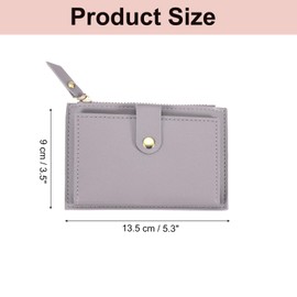 uxcell Small Credit Card Holder Slim PU Leather Wallet Minimalist Card Case Holder Coin Purse Change Purse with Cotton and Zipper for Men Women (Purple)