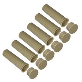ALLSAFE Pool Fence Deck Sleeves & Hole Caps - Tan 6 Pack - 1 Inch Pole Fencing, Inserts with Plugs, Fits Most Brands, DIY Safety Fence