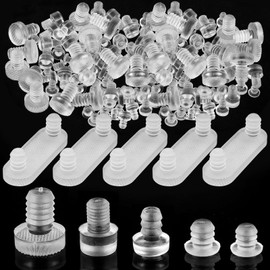 Qaestuan Pack of 105 Rubber Nubs for Glass Panels, Rubber Buffer with Extra Strong Hold, Transparent Rubber Stop Damper, 6 Sizes Furniture Buffer Rubber Feet, for Doors, Drawers, Glass Tables, Cabinet