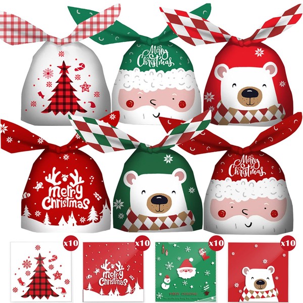 FullJoyHut Pack of 100 Christmas Gift Bags, Gift Bags, Christmas Bags, Candy Bags for Party Favours, Birthday Parties, Party Favours