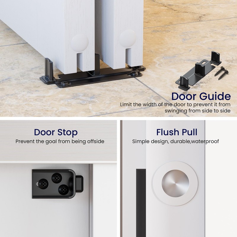 SMARTSTANDARD 60"/5FT Bypass Sliding Door Hardware Kit for Cabinet Closet,