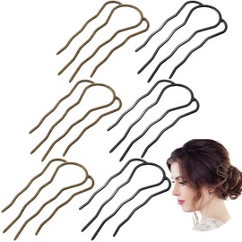 Chuangdi 6 Pieces Hair Fork Clip Stick 87 mm Side Hair Comb 4 Prong Hair Updo Bun Hairpin Sticks Alloy Hair Clips Grips for Women Hair Styling Tool Accessories (Black, Bronze Color)