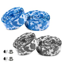 Lunyloer Road Bike Handlebar Tape, 4 Rolls Non Slip Cycling Handle Wraps, Bicycle Bar Tape with Handlebar Plugs for Road and City Bikes(White, Blue)