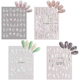 DEVENTORZ Nail Stickers, Set of 30, Bronze, 3D, 3D, DIY Nail Stickers, Diamond Decoration, Ultra Thin, Stylish, Popular, DIY Nail Decal, Hollow, Sheer, DIY Nail Decoration (Bronze)