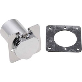 Zerostart 8608032 Heavy Duty Weatherproof Receptacle and Gasket, Chrome with 2 Pre-Drilled Holes, 2.5" x 2.5"