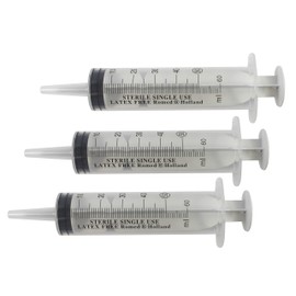 Romed Top Disposable Sterile Catheter Syringes Wound Syringes (Pack of 3, 50/60 ml)