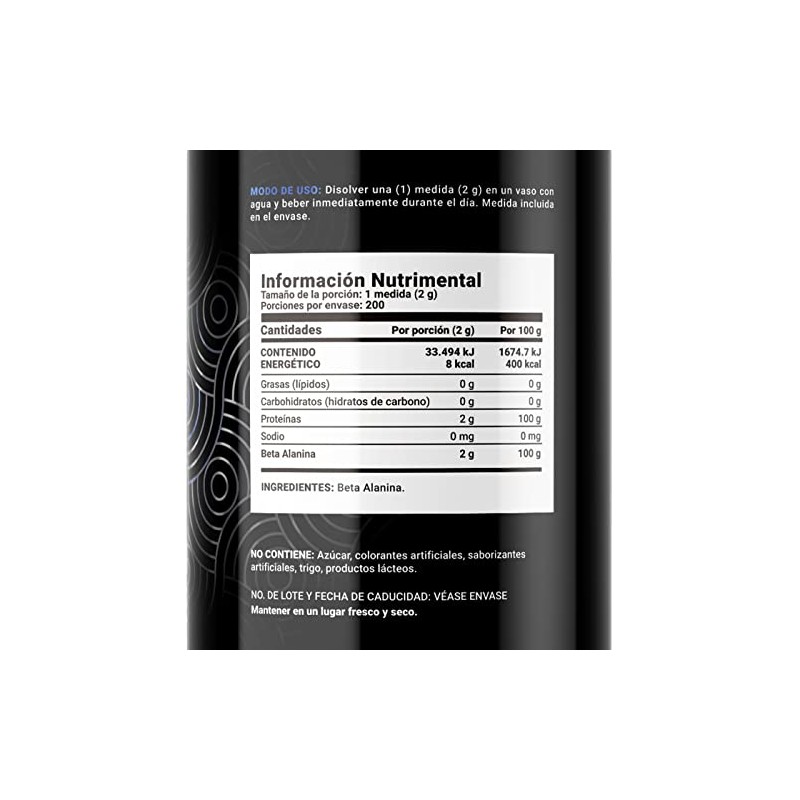 Life Beta Alanina Pura Polvo 200 Servicios 400g