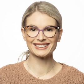 2SeeLife Stylish Round Reading Glasses for Women | Purple, 1.50