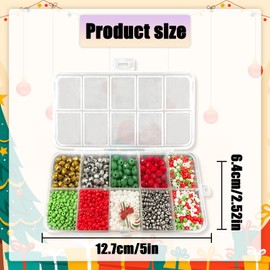 HAIKING Christmas Clay Beads Bracelet Making Kit, 1 Box (10 Grids) Christmas Spacer Bead with Bead String for DIY Supplies, Bracelet and Earring Making (Multiple Styles)