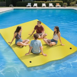 YITAHOME 9'/12' Lily Pad Floating Mat for Lake and Pool, Portable Outdoor Water Floating Mat, 3-Layer XPE Floating Island for Boat, Beach, Ocean, Yellow