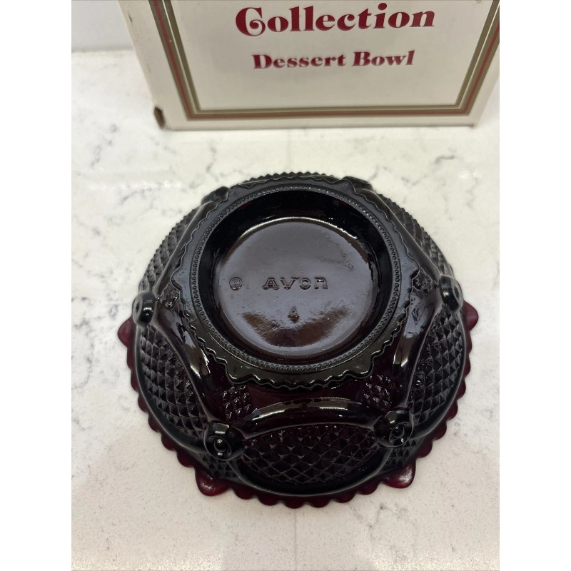 Vtg Avon Cape Cod Dessert Bowl 5” ruby red glass