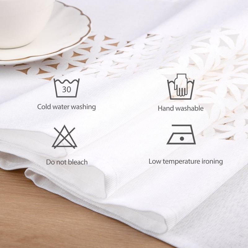 BAZIOE Table Runner White Modern Linen Table Runner Washable Table