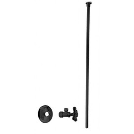 Westbrass D105KFHX-62 5/8" x 3/8" OD x 20" Flat Head Riser Line Kit with Cross Handle Angle Supply Shut Off Valve for Toilet, Matte Black