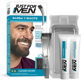 Just For Men Tinte Colorante en Gel para Barba y Bigote,Color Castaño Oscuro B45,Sin Amoníaco, Con Cepillo De Fácil Aplicación, 28.4g