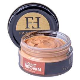 FootFitter 1.5 oz Premium Professional Shoe Cream Polish for Leather Boots/Shoes, Made in USA, Multiple Colors Available - Light Brown