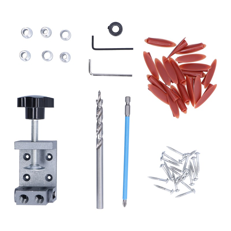 52Pcs Oblique Pocket Hole Jig Inclined 15 Degree Adjustable Drilling