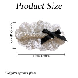 Small Pearl Hair Clips with Beige Lace Cute Hair Clip French Hairpiece Elegant Headwear Accessories Cute Hairpins BB Hair Clip for Party Wedding Daily Life 2 Pack