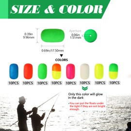Dovesun Foam Floats Pompano Rigs Fishing Rig Floats Fly Fishing Floats Bright Color Cylindrical with Tackle Box 80PCS