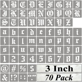 3 Inch Alphabet Letter Stencils for Painting - 70 Pack Old English Letter Stencil Templates with Numbers and Signs for Painting on Wood, Reusable Letters Stencils for Chalkboard Wood Signs & Wall Art