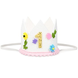 Bruislard 1st Birthday Hat Wild Flower Little One Floral Crown Headwear Baby First Birthday Hat Little Wild Flower 1st BD Party Decorations Photo Booth Props