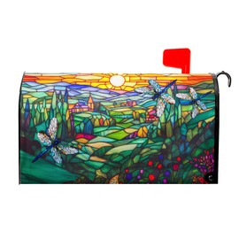 Spring Summer Dragonfly Mailbox Covers Magnetic Standard Size 18x21 Inch Spring Abstract Colorful Floral Mailbox Cover Farmhouse Mailbox Wraps Post Letter Box Cover Decor for Home Garden Yard