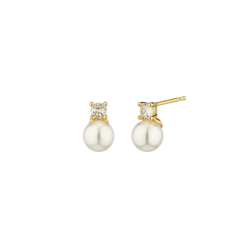 Gold&Deer 14K Goldfield Pearl Drop Cubic Earrings Rose Gold /