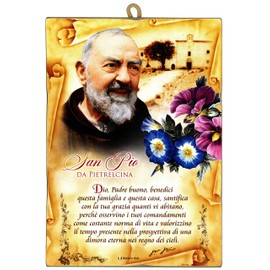 KUSTOM ART Painting Vintage Style San Pio Padre Pio Collectible Print on Wood for Furniture Restaurant Pizzeria Bar Hotel