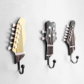 OFKPO 3 Pcs Wall Mounted Coat Hat Towel Hooks Hanger Guitar Shaped Vintage Decorative Clothes Hooks